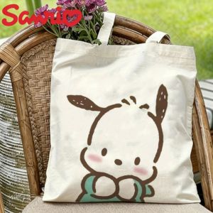 Sanrio | 1PC Pochacco Cute Chibi Canvas Tote Eco Shoulder Bag