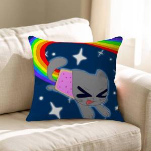 KAYOU | Cartoon N-Nyan Cat Pillow Case For Sofa Decor Car Office Room Printing Cushion Cover Decorations And Protector