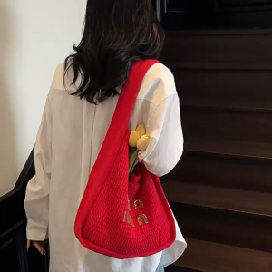 MOUSSON กระเป๋าถือขนาดใหญ่แบบทอสำหรับผู้หญิง เหมาะสำหรับชายหาดและใช้ในชีวิตประจำวัน