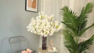10 Pcs Silk Cherry Blossom Branches 65cm Artificial Cherry Blossom Flowers Long Stems Fake Flowers