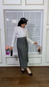 Rok Panjang Prisket Rempel Formal Kerja Kantor Hitam Wanita Bahan Polycotton Premium