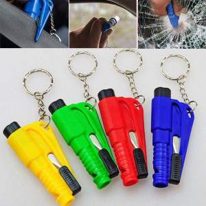 Móc Khóa Ô Tô Xe Máy Búa Thoát Hiểm Cứu Hộ Khẩn Cấp Búa Phá Kính Mini Còi Tín Hiệu và Dao Cắt Dây Đai An Toàn Nhỏ Gọn Nhiều Màu Sắc