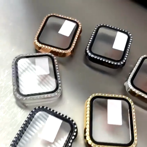 GadgetCreations for Apple Watch Case Series 10 42mm 46mm 9 8 7 6 5 4 Crystals with Tempered Glass PC