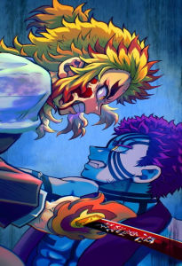 Bandai | Oil Painting Anime Demon Slayer Kyojuro Rengoku Modern Wall Decor for Living Room Bedroom Perfect Gift No Frame