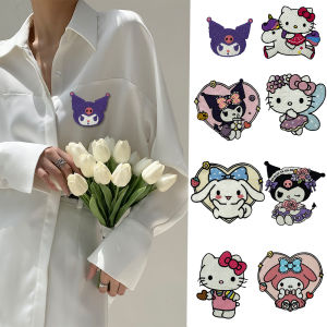 Hot Sale Cartoon Pattern New Family Matching Hoodie Fabric Embroidery Decoration Patch Kawaii Hello Kitty Sewing Accessories