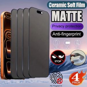 4PCS Full Cover Matte Privacy Screen Protector For iPhone 15 17 16 Pro 13 14 Pro Max 8 7 Plus 16e Air SE XS X XR Anti-Spy Film