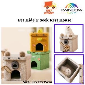 Foldable Pet Cat Bed House Double-layer Cute Closed Box Sleeping Climbing