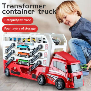 Ejector container truck engineering car with 6 alloy car childrens toy pull-back car toy Christmas Thanksgiving gift