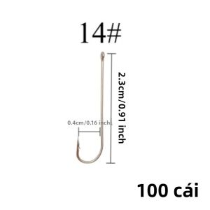 Ackibbik 100 Chiếc Cán Dài Thép Gai Móc Câu Cá Thép Carbon Mồi Sống Con Sâu Móc Biển Nước Ngọt Bass Cá Hồi Cá Da Trơn Thuyền Đại Dương Câu Cá