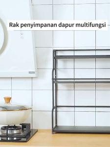 Rak Bumbu Dapur Stainless Steel Penyimpanan /Bumbu Penyelenggara/Rak Susun 2/3 Tier /Rak Botol Rempah-rempah