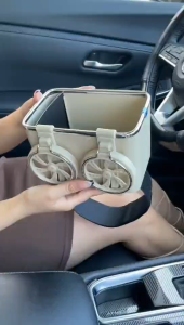 กล่องใส่ทิชชู่ ใส่ของอเนกประสงค์ กล่องใส่ของในรถ 2in1 วางแก้วน้ำในรถยนต์