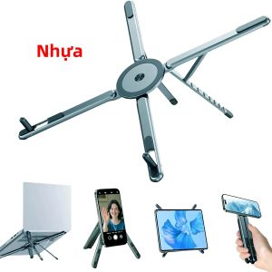 Giá Đỡ Laptop Gấp Gọn 3 Trong 1 Bằng Nhựa ABS Với Giá Đỡ Điện Thoại Từ Tính Cầm Tay Và Giá Đỡ Ba Chân Xoay Được Cho Macbook iPad iPhone
