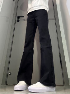 กางเกงยีนส์ทรงตรงผู้ชายเอวสูง ทรงเข้ารูป ผ้ากำมะหยี่สีดำ ทรงหลวม กางเกงขายาวฤดูใบไม้ร่วง/ฤดูหนาว ทรงเข้ารูป กางเกงขายาวทรงตรงสำหรับใส่ไปทำงาน