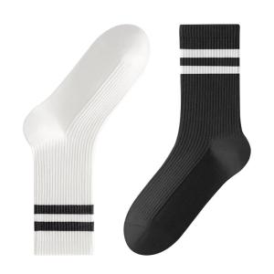 B&C.Room | Stripe Sport Pure Cotton Spring Summer Shark Tights Match New No-bone Deodorant Mid-socks