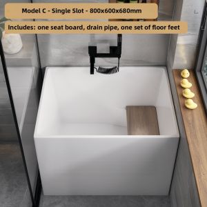 Indoor Acrylic Deep Soak Bathtub Portable Thin Edge Independent Miniature Japanese Style for Adult Home Use Small Apartment