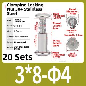 BAIRUITE | Hexagonal 304 Stainless Steel Flanged Head Screw M4
