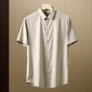 Ice Soft Lightweight Mens Summer Short Sleeve Shirt Breathable Business Casual Shirt Comfortable Standard Fit Cotton Shirt