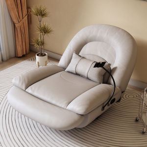 Electric Leather Recliner Sofa Single Person Modern Style Living Room Leisure Swivel Chair Non-Storage Soft Filling Wood Structure