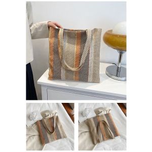 Shoulder Tote Bag TW250 Tas Bahu Wanita Motif Strip Simpel Modis