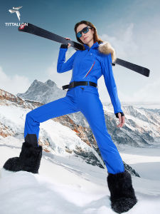 Tittallon Womens Ski Suit Soft Shell One-Piece Double Board Snowsuit Fashionable Slim Fit Waterproof Windproof Warm Nylon