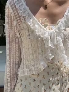 HANXIUYU | Lace Tied Short Thin Summer Jacket