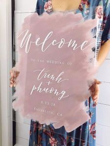 ป้ายแสดงงานแต่งงานอะคริลิคป้ายต้อนรับงานแต่งงานงานหมั้นที่นิยมในโลกออนไลน์ป้ายน้ำงานแต่งงานป้ายต้อนรับวันเกิดเปิดกิจการแบบโปร่งใส