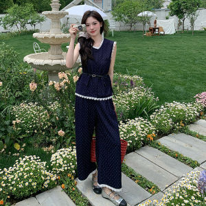 YINLUOYA | ชุดฤดูร้อน ชุดกระโปรงยาวผู้หญิงแขนกุดคอตั้งลายลูกไม้ ชุดสองชิ้น ชุดทำงานสไตล์ใหม่ 2025 ชุดทำงานสไตล์ใหม่