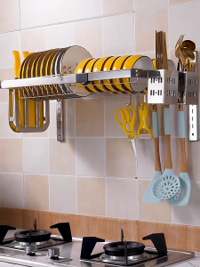 Multifunctional Wall Mounted Stainless Steel Sink Shelf Rack 1 layer Kitchen Drain Rack Dish Storage