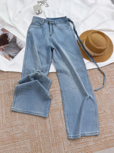 MANMI | Quần Jeans Đùi Cao Phong Cách Hàn Quốc Dáng Rộng Xòe Có Đính Kim Cương Thoáng Mát Mùa Thu Đông