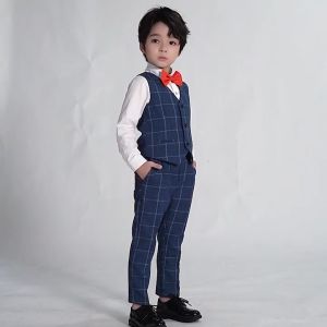 Bộ vest bé trai cao cấp cho bé đi dự tiệc TQB014 TQB015 TQB051 3 chi tiết (áo ghile + áo vest + quần tây) tặng nơ