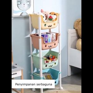 SPEEDS Rak Mainan Rak Susun Tempat Penyimpanan Rakit Kotak Mainan Roda Serbaguna Toy Storage 202-F03
