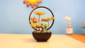 น้ำตกตั้งโต๊ะ โคมไฟดอกบัวทอง น้ำล้นโต๊ะ โคมไฟดอกทิวลิป การเงินราบลื่น