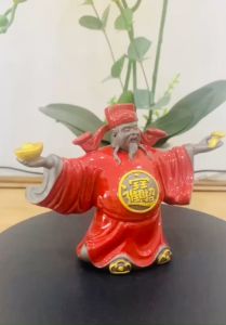 Tượng Thần Tài Như Ý chất liệu Gốm Tử Sa men bóng nhập khẩu làng nghề đúc tượng mỹ nghệ Tỉnh Phúc Kiến Trung Quốc
