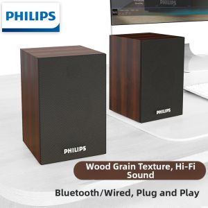 Philips | Wooden Bass Desktop Computer Speaker with Bluetooth and Wired Options