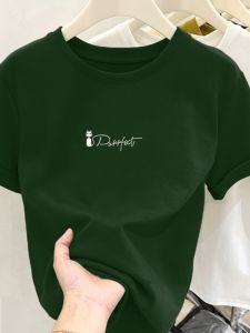 Áo Thun Cotton Mùa Hè Dáng Rộng Tay Ngắn Màu Xanh Lá Cây Mới Cho Nữ Áo Thun Dáng Rộng Tay Lửng Cổ Tròn Dài Thường