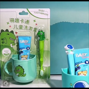 Xmass Gift Cartoon Kids Toothbrush Set Soft Bristles Comfortable With Toothbrush Plastic Cupgrip