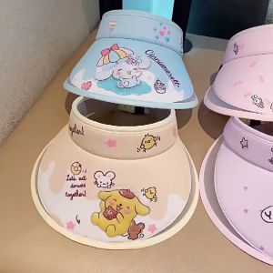 BUBBLE KIDS หมวกเด็กรุ่นใหม่ Kuromi หมวกกันแดดลายการ์ตูนฤดูร้อนกันแดด UV หมวกกันแดดด้านบนที่ว่างเปล่า