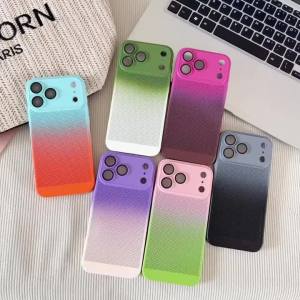 Cooling Grid Breathable Gradient Double Color Case For iPhone Air 17 16 15 14 13 12 Pro Max Plus Heat Dissipation Matte PC Cover