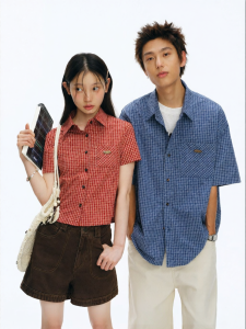 JNXS | Check Pattern Retro Oversized Drop Shoulder Short Sleeve Shirt
