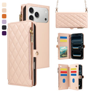 PU Leather Phone Case for Samsung Galaxy S26 S25 S24 S3 S22 S21 S20 FE Plus Ultra Edge with Magnetic Lanyard Wallet Phone Cover