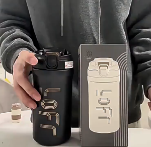 Accompanying coffee cup mens simple car insulated cup womens light luxury cold and hot insulation outdoor portable straw water cup engraved text