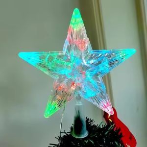 15/19cm Christmas Decoration Glowing Tree Topper Glitter Shining Star Xmas Tree Ornaments for Home Decor Navidad New Year 2026