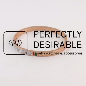 Luxury Titanium Steel Buckle Bracelet. Red And Green G Design Set With Sparkling Stones.