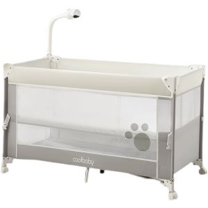 COOLBABY | Adjustable Height Mobile Wipeable Baby Bed with Changing Table
