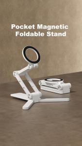 Hagibis Magnetic Phone Tripod Stand Foldable Cell Phone Desktop Holder for Magsafe 360° Rotating Lazy Bracket Aluminum Mount