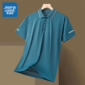 Jeanswest Mens Polo Shirt Summer Ice Silk Casual Sport Short Sleeve Loose Quick Dry Upper Apparel Flip Collar Solid Color