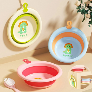Foldable Baby Washbasin Large Capacity Portable Footbath Washing Cute Cartoon Washbasin Baby Personal Care
