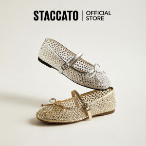 <Vivian Gala>Staccato Womens Ballet Flat Court Shoes รองเท้าบัลเล่ต์ หัวกลม รองเท้าส้นตึก J2425