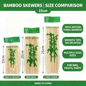 BAMBOO SKEWERS STICKS Natural Bamboo Stick For BBQ Satay Fruit Snack Party Food Skewer