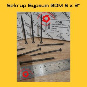 (1 Box) Sekrup Gypsum 8x3" / Skrup Gipsum Hitam 7.5CM (150 pcs)